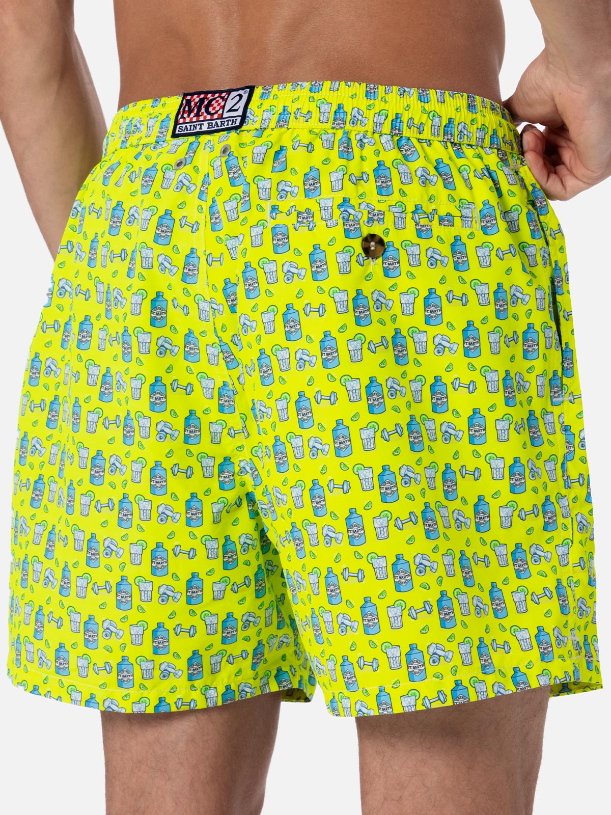 Man lightweight fabric swim-shorts Lighting Micro Fantasy with gym and gin print - MC2 Saint Barth