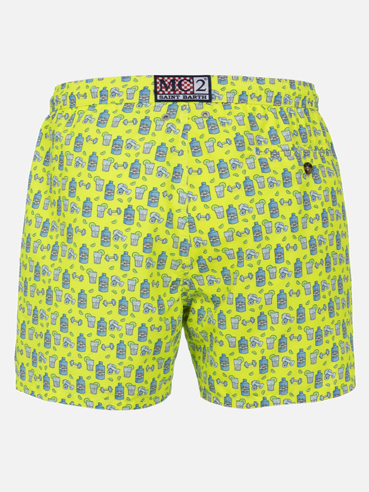 Herren-Badeshorts aus leichtem Stoff Lighting Micro Fantasy mit Gym- und Gin-Aufdruck