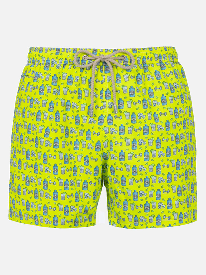 Herren-Badeshorts aus leichtem Stoff Lighting Micro Fantasy mit Gym- und Gin-Aufdruck