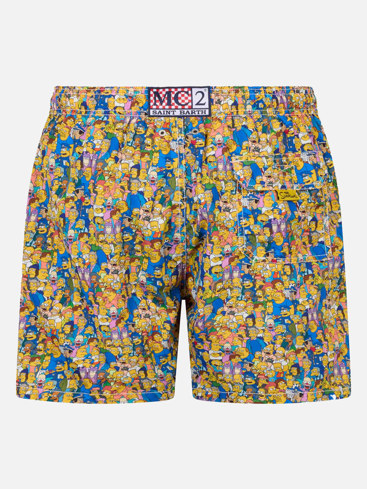 Man lightweight fabric swim-shorts Lighting Micro Fantasy with The Simpsons family print | THE SIMPSONS SPECIAL EDITION - MC2 Saint Barth