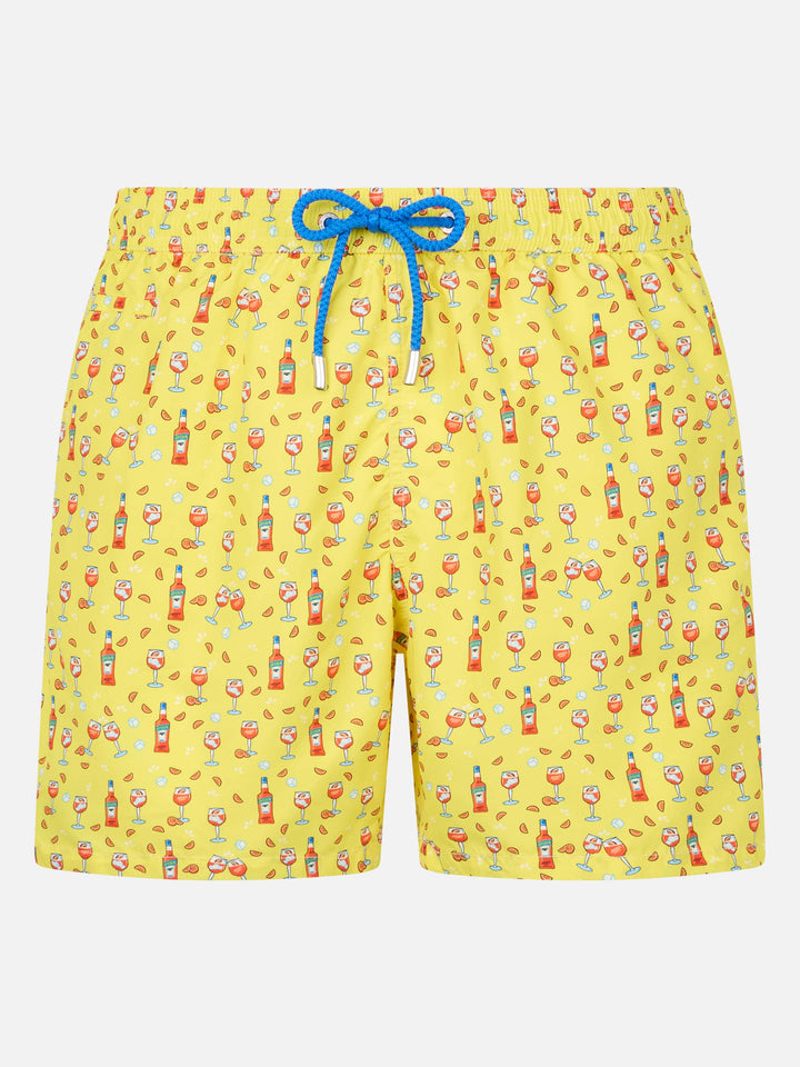 Man lightweight fabric swim-shorts Lighting Micro Fantasy with Aperol Spritz print | APEROL SPECIAL EDITION - MC2 Saint Barth