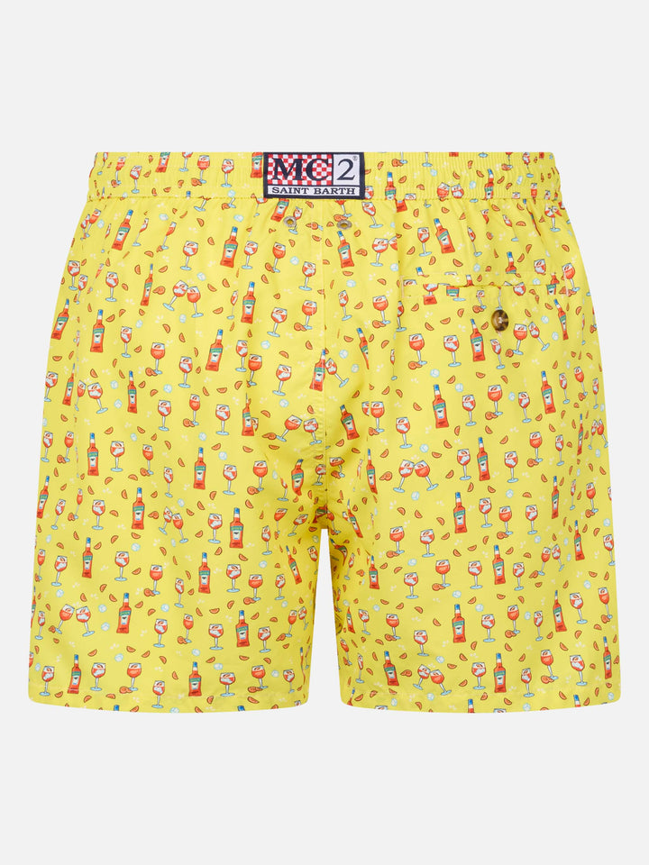 Man lightweight fabric swim-shorts Lighting Micro Fantasy with Aperol Spritz print | APEROL SPECIAL EDITION - MC2 Saint Barth