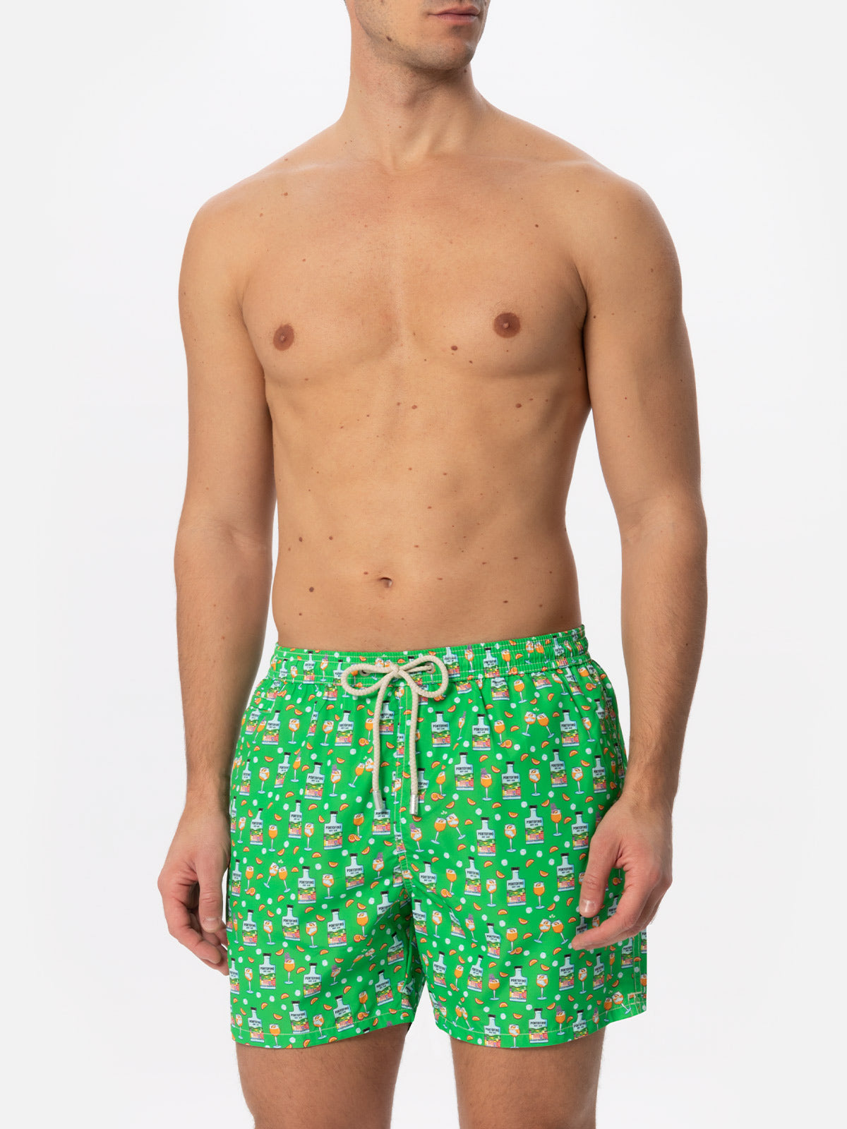 Man light fabric swim shorts with Gin print | PORTOFINO DRY GIN SPECIAL EDITION - MC2 Saint Barth