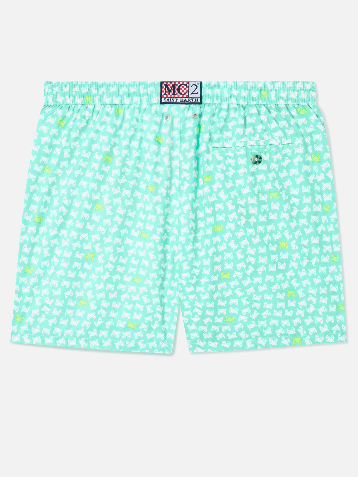 Lighting yellow crab print swim shorts