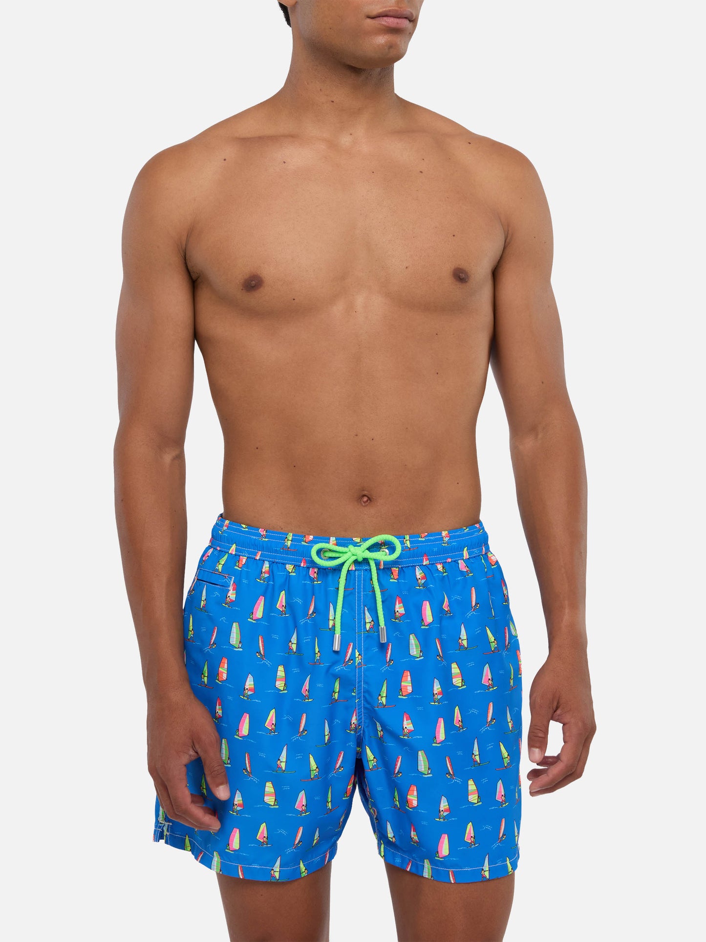 Costume da bagno da uomo in tessuto leggero con stampa windsurf