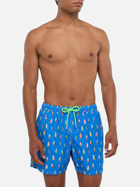 Costume da bagno da uomo in tessuto leggero con stampa windsurf