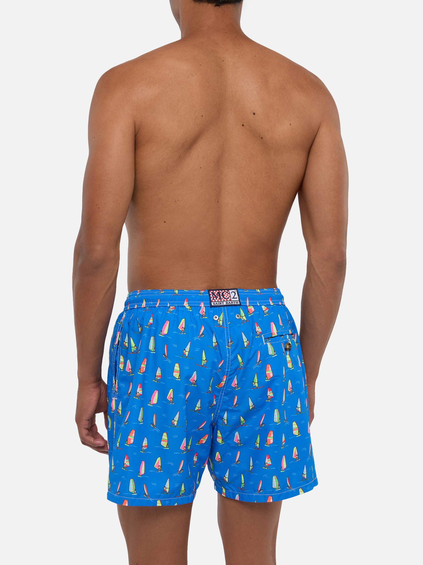 Costume da bagno da uomo in tessuto leggero con stampa windsurf