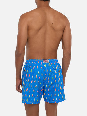 Costume da bagno da uomo in tessuto leggero con stampa windsurf
