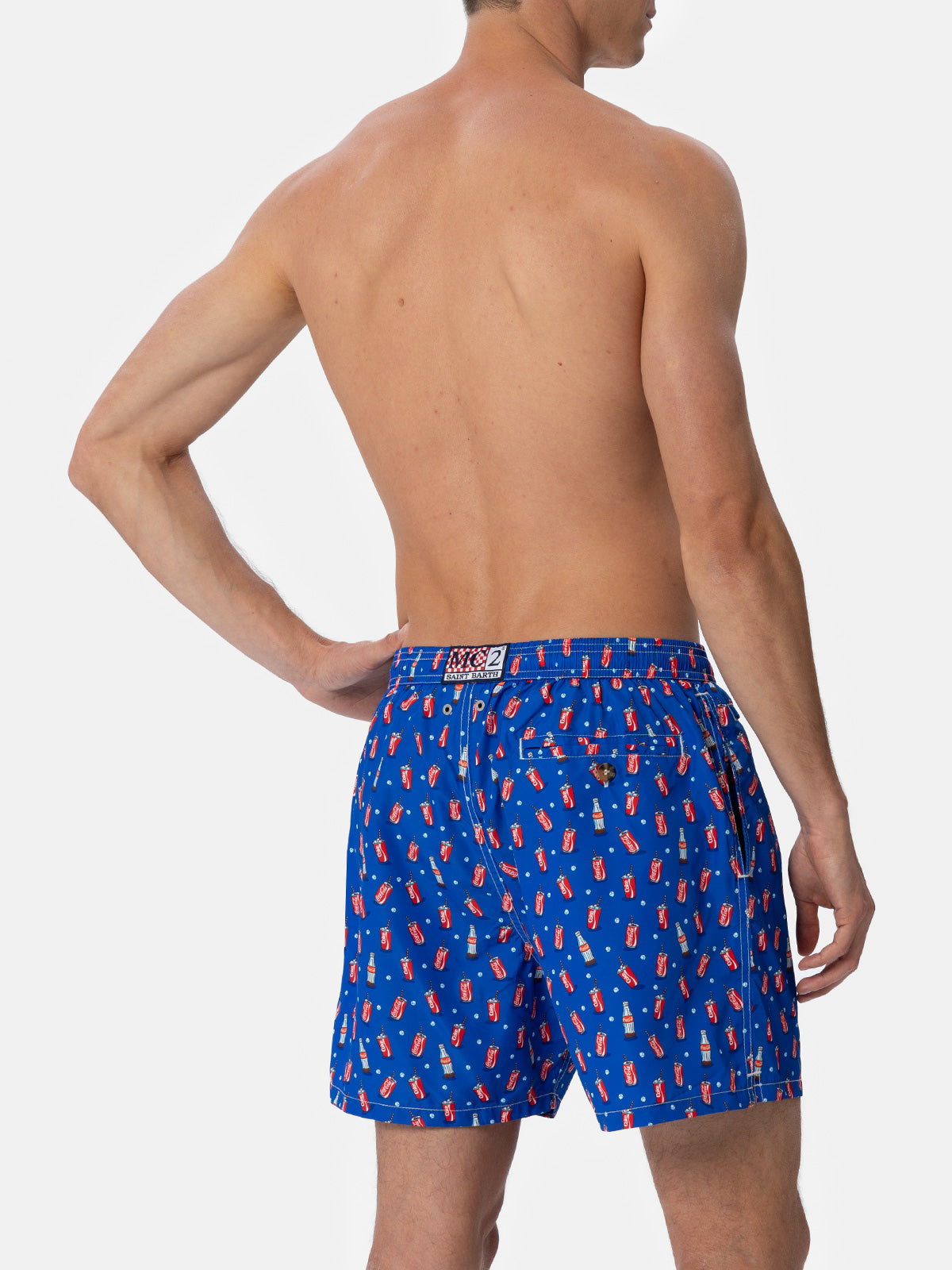 Man lightweight fabric swim-shorts Lighting Micro Fantasy with Coca Cola print | THE COCA COLA COMPANY SPECIAL EDITION - MC2 Saint Barth