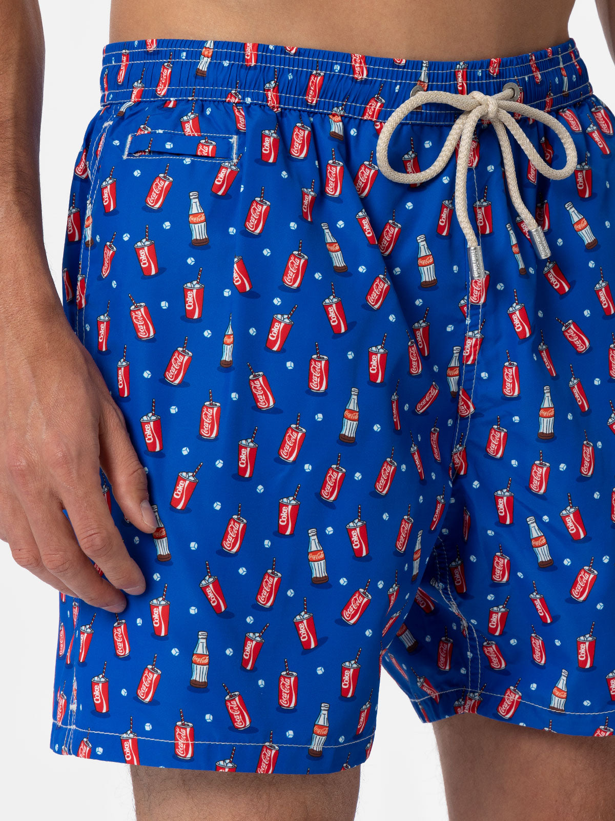 Man lightweight fabric swim-shorts Lighting Micro Fantasy with Coca Cola print | THE COCA COLA COMPANY SPECIAL EDITION - MC2 Saint Barth