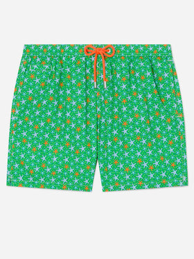 Lighting Micro Fantasy green multicolor starfish print swim shorts
