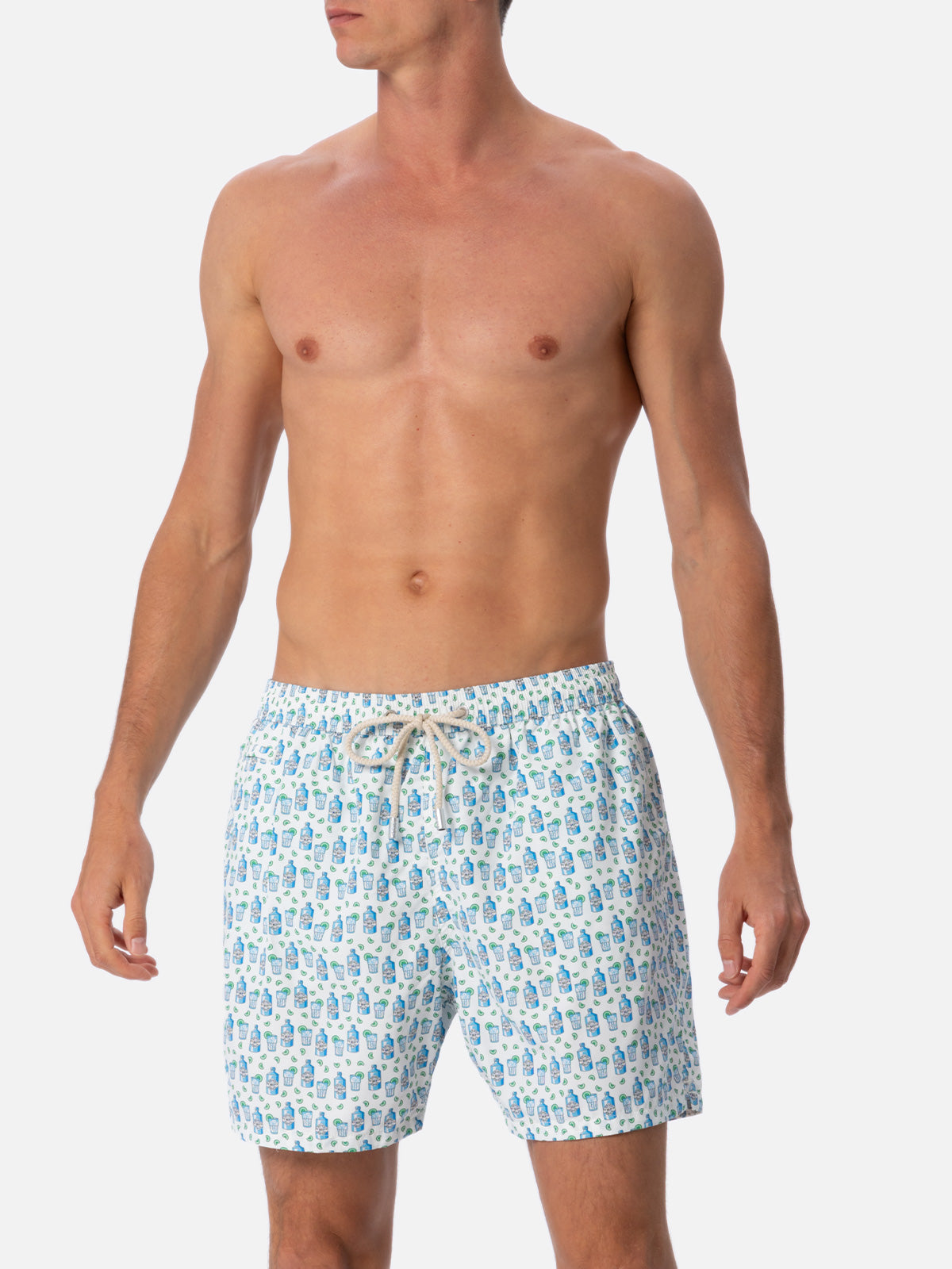 Man lightweight fabric swim-shorts Lighting Micro Fantasy with gin tonic print - MC2 Saint Barth
