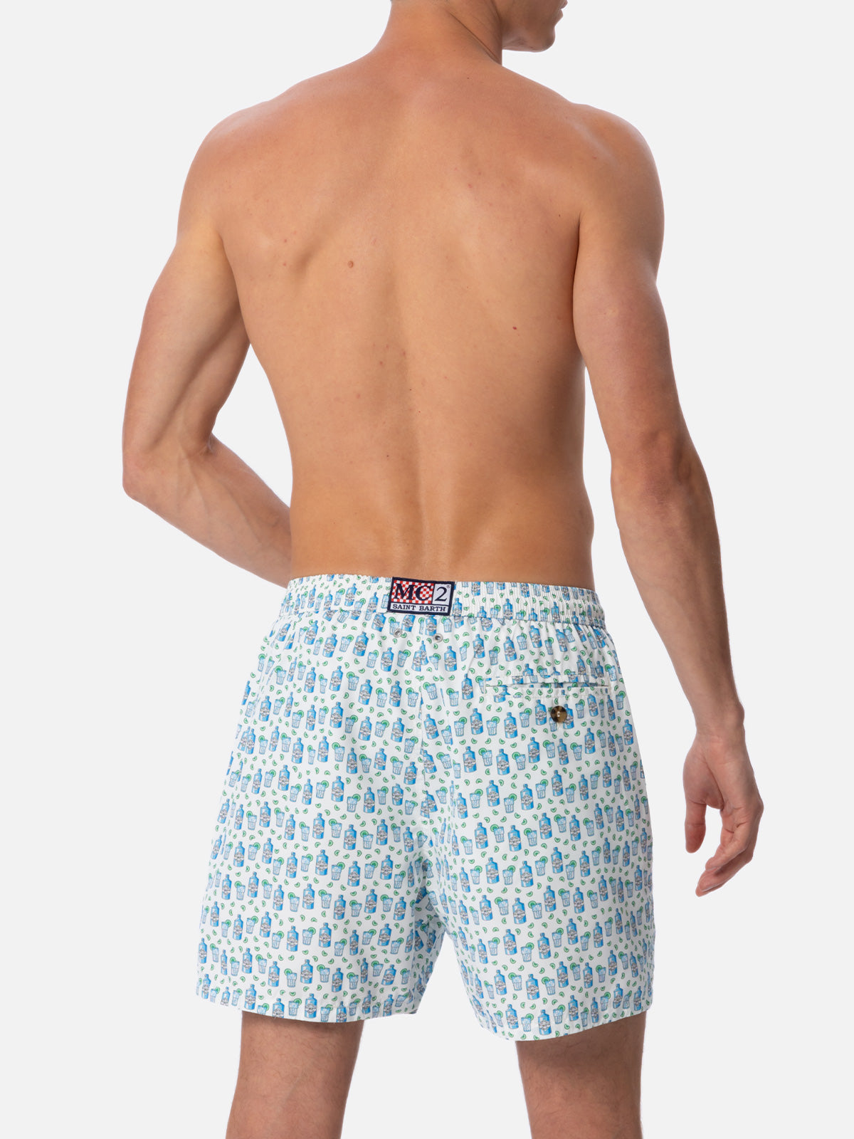 Man lightweight fabric swim-shorts Lighting Micro Fantasy with gin tonic print - MC2 Saint Barth