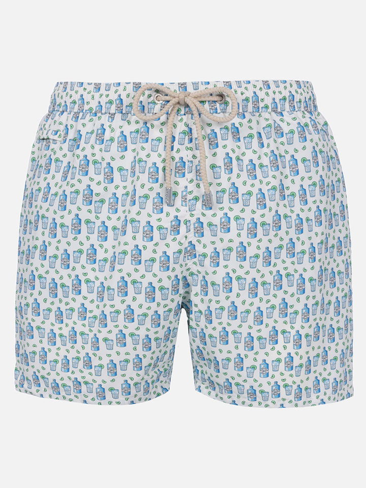 Herren-Badeshorts aus leichtem Stoff Lighting Micro Fantasy mit Gin-Tonic-Aufdruck
