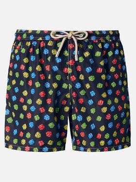 Badehose aus leichtem Stoff mit Würfelmuster