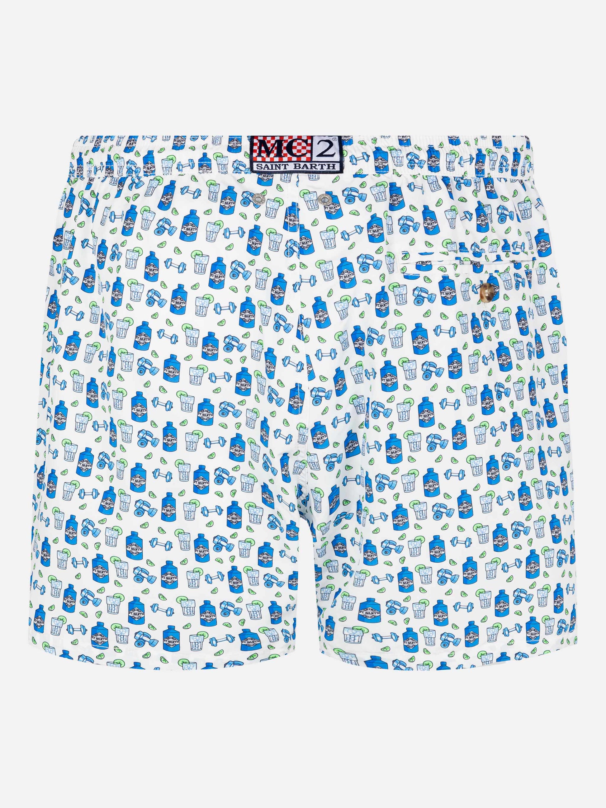 Lightweight fabric swim shorts Lighting with gin gym print - MC2 Saint Barth