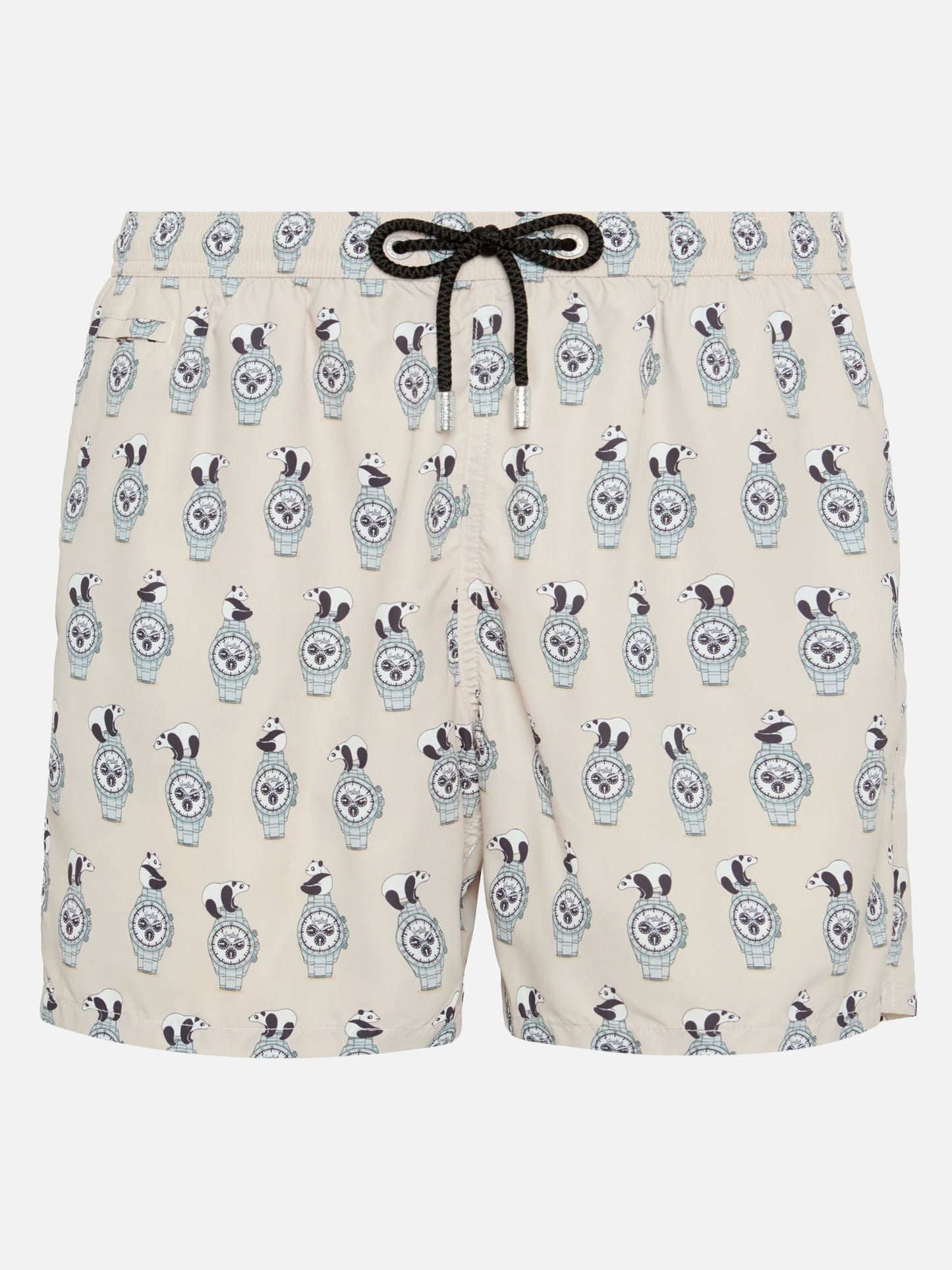 Lightweight fabric swim shorts Lighting with watch print