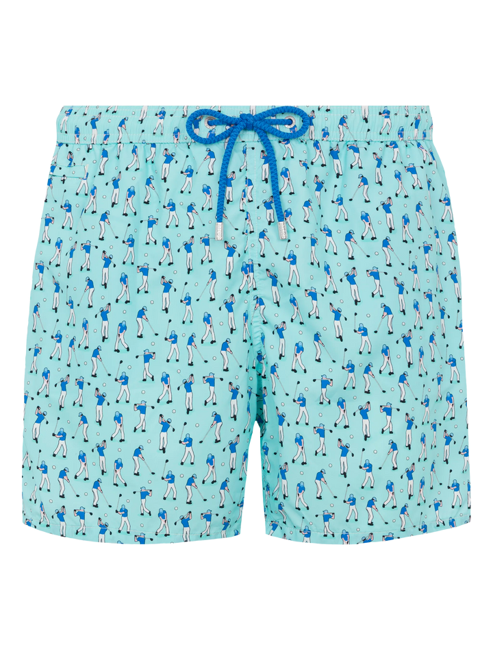 Lightweight fabric swim shorts Lighting with golf players print - MC2 Saint Barth