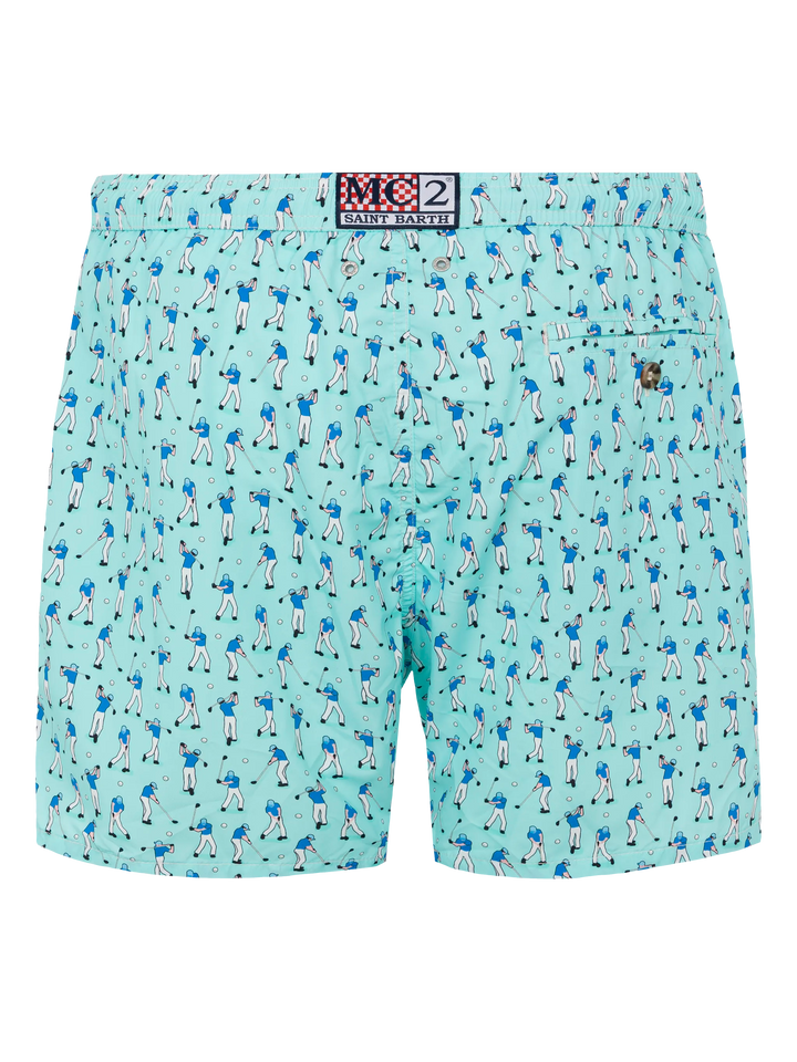 Lightweight fabric swim shorts Lighting with golf players print - MC2 Saint Barth