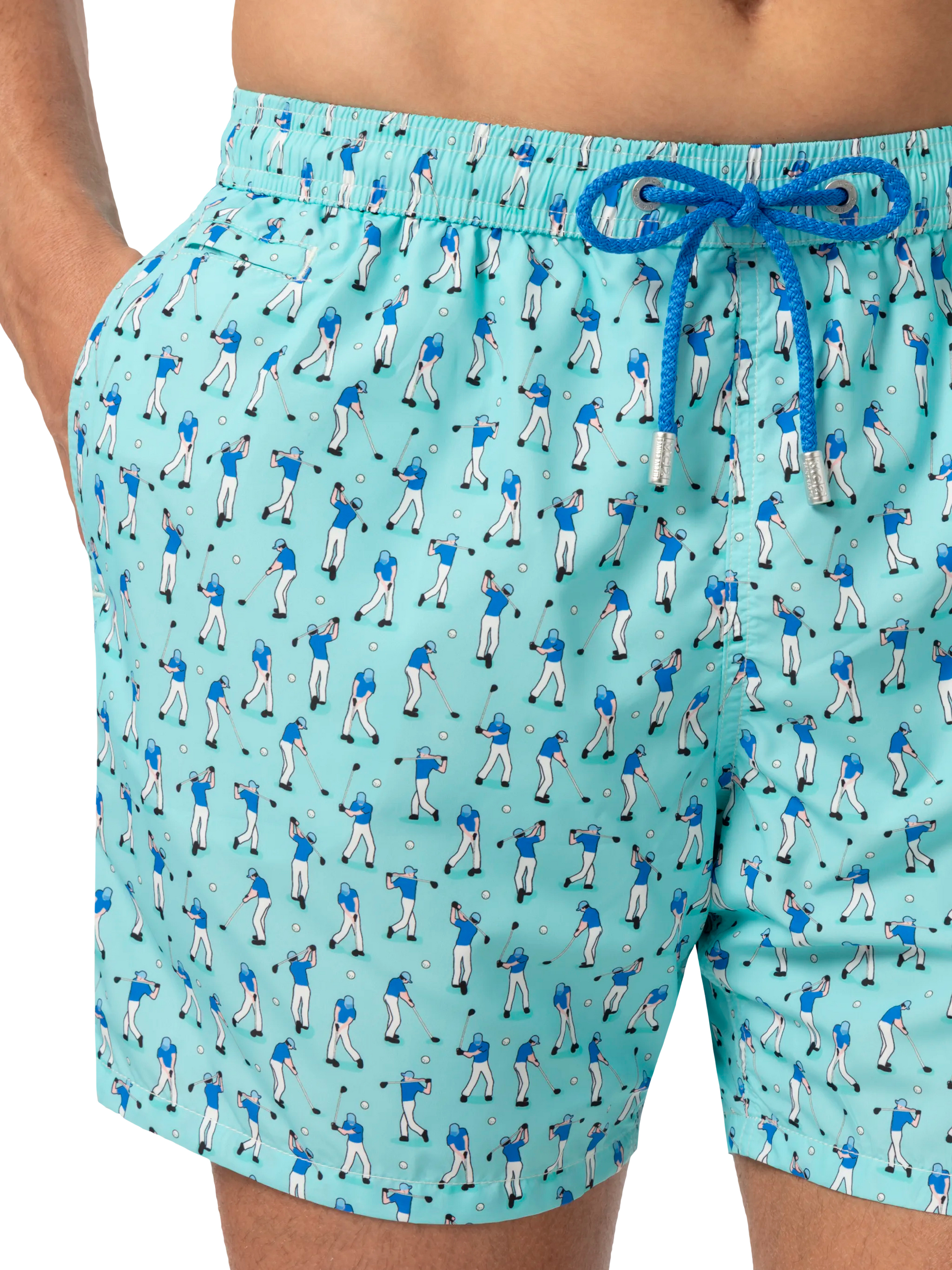 Lightweight fabric swim shorts Lighting with golf players print - MC2 Saint Barth