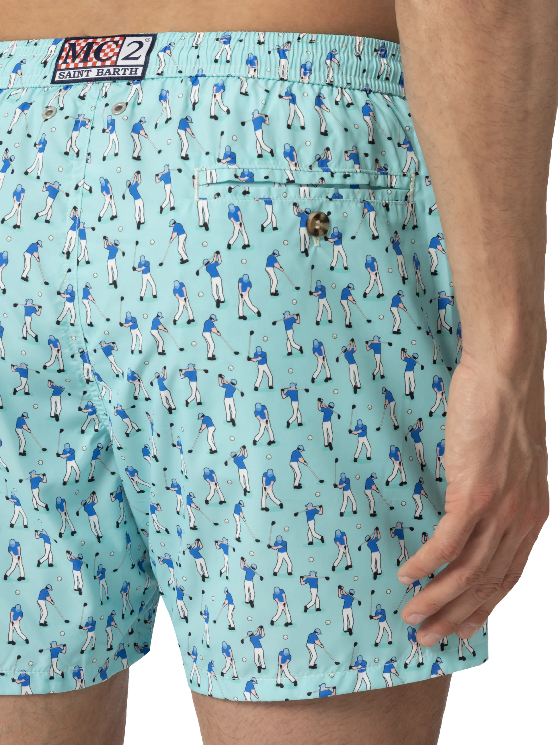 Lightweight fabric swim shorts Lighting with golf players print - MC2 Saint Barth