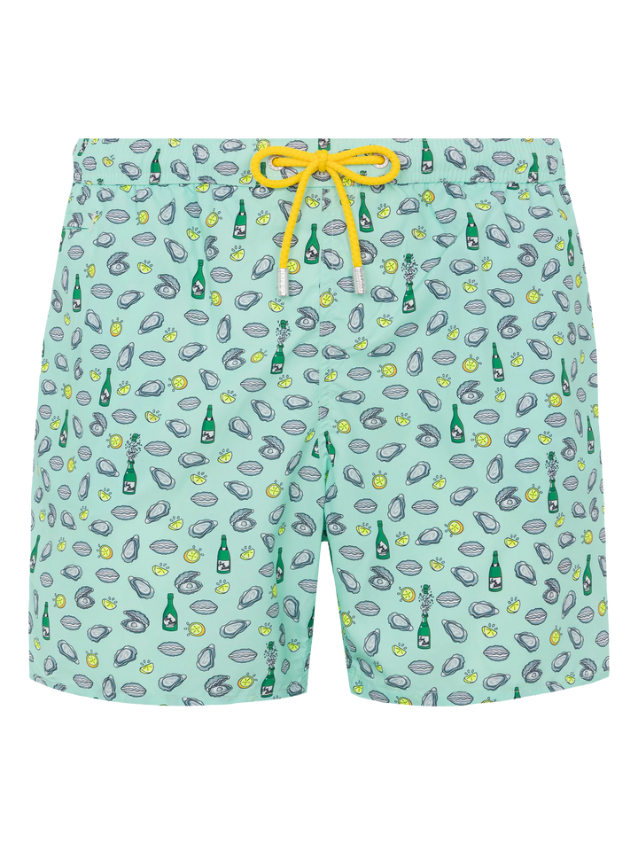 Lightweight fabric swim shorts Lighting with oyster and bottle print - MC2 Saint Barth