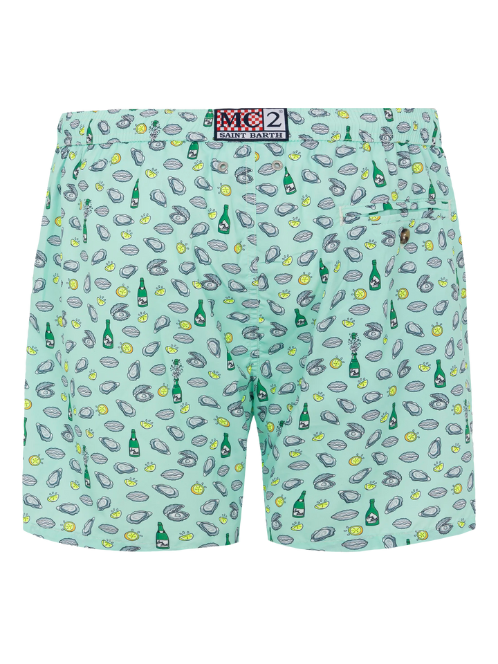 Lightweight fabric swim shorts Lighting with oyster and bottle print - MC2 Saint Barth