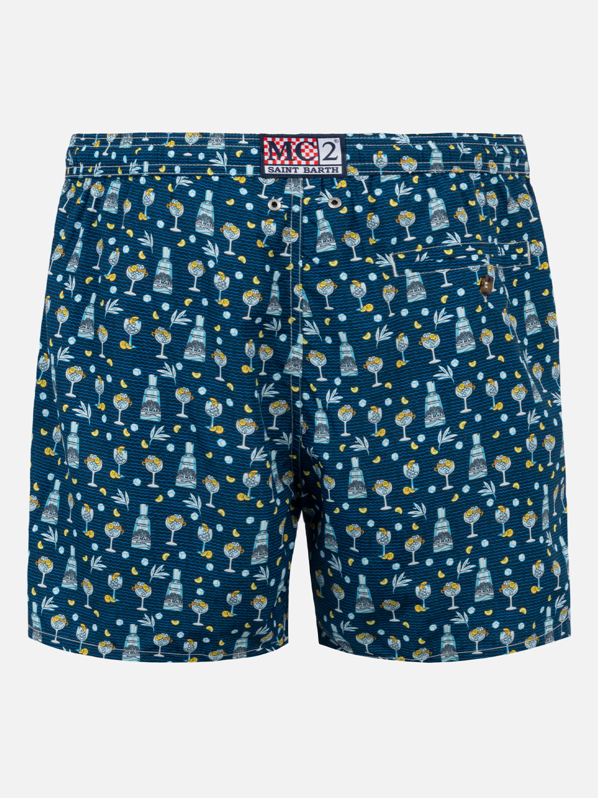 Man light fabric swim shorts with gin Mare all over print | GIN MARE SPECIAL EDITION - MC2 Saint Barth