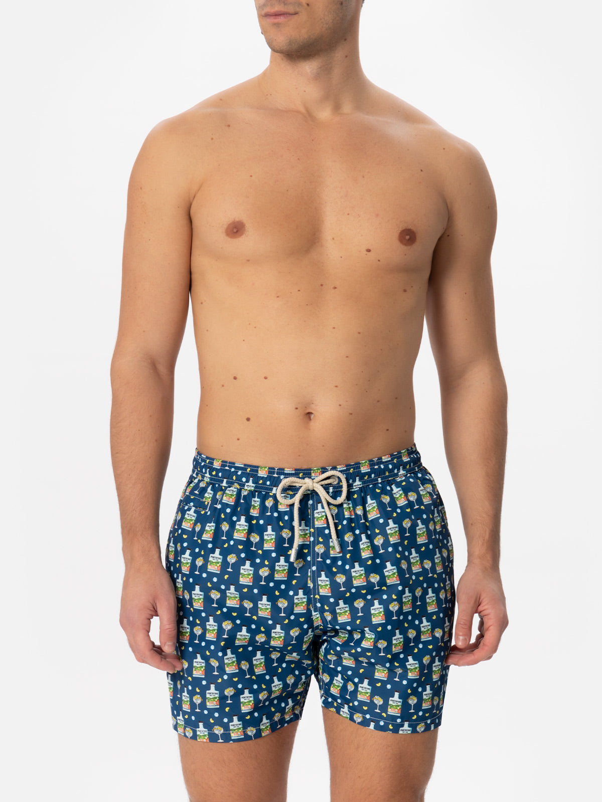 Man light fabric swim shorts with Portofino gin print | PORTOFINO DRY GIN SPECIAL EDITION - MC2 Saint Barth