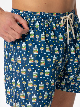 Man light fabric swim shorts with Portofino gin print | PORTOFINO DRY GIN SPECIAL EDITION - MC2 Saint Barth