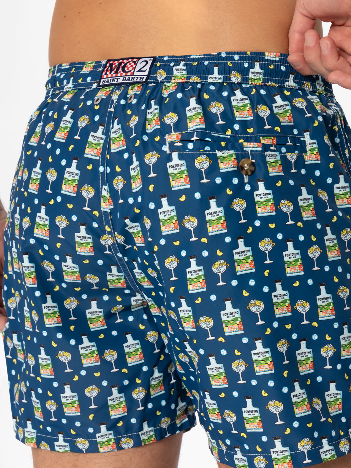 Man light fabric swim shorts with Portofino gin print | PORTOFINO DRY GIN SPECIAL EDITION - MC2 Saint Barth