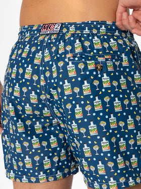 Man light fabric swim shorts with Portofino gin print | PORTOFINO DRY GIN SPECIAL EDITION - MC2 Saint Barth
