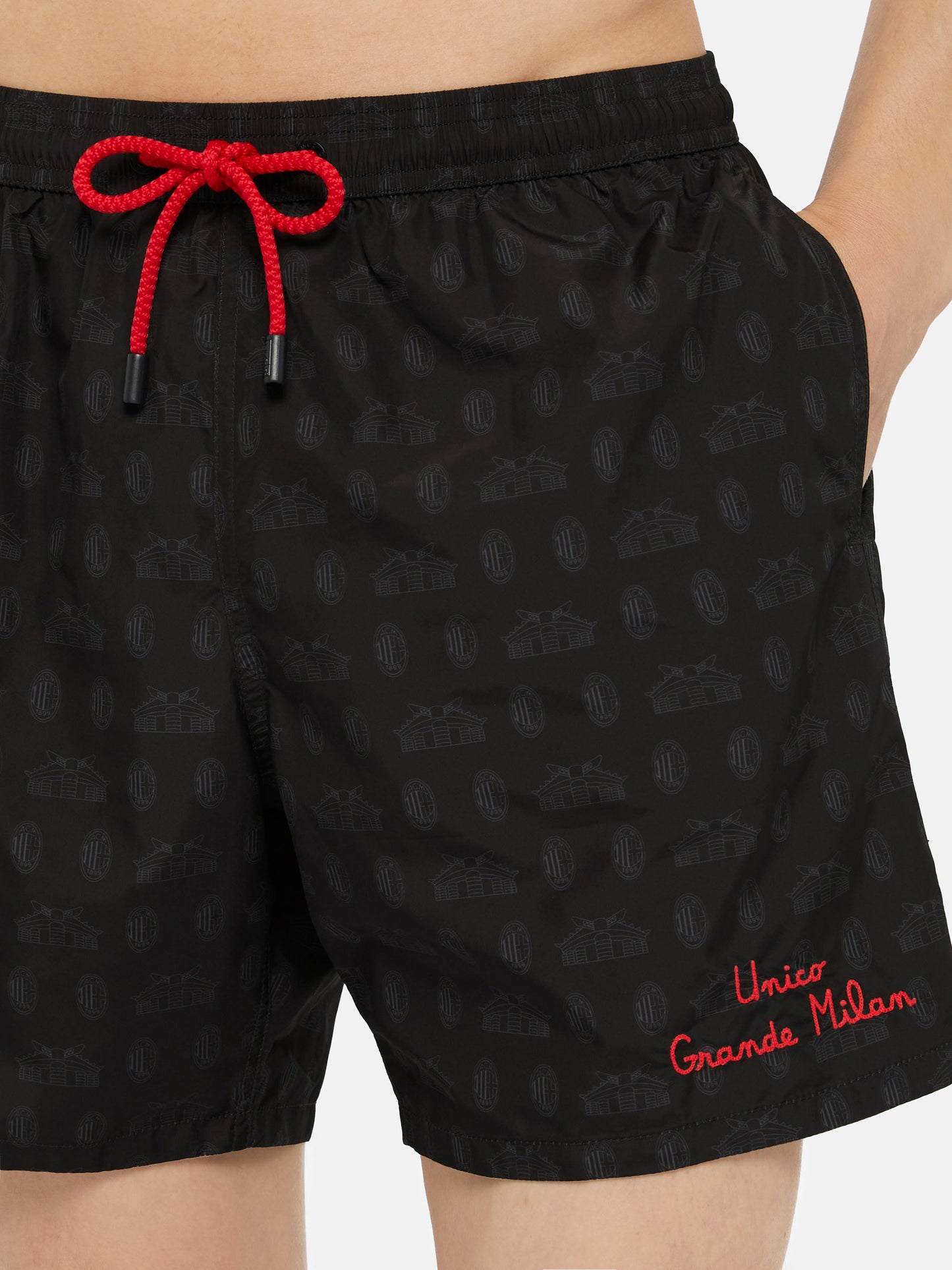 Lightweight fabric swim shorts Lighting with Milan print | AC MILAN SPECIAL EDITION