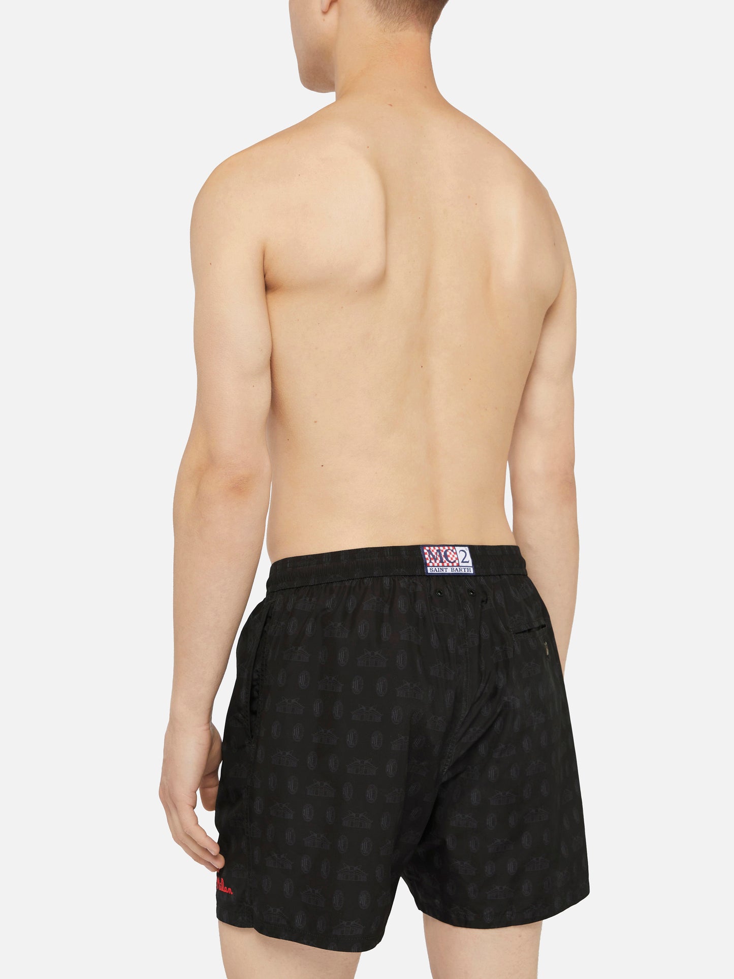Lightweight fabric swim shorts Lighting with Milan print | AC MILAN SPECIAL EDITION