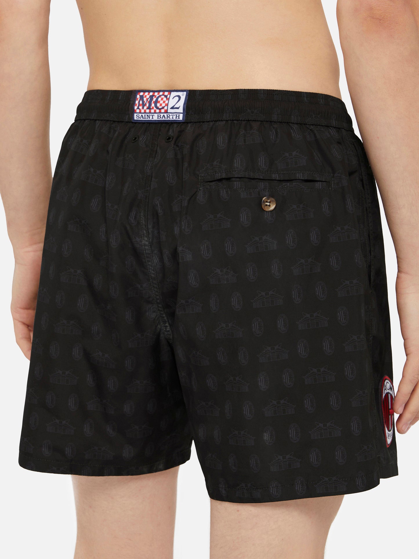 Lightweight fabric swim shorts Lighting with Milan print | AC MILAN SPECIAL EDITION