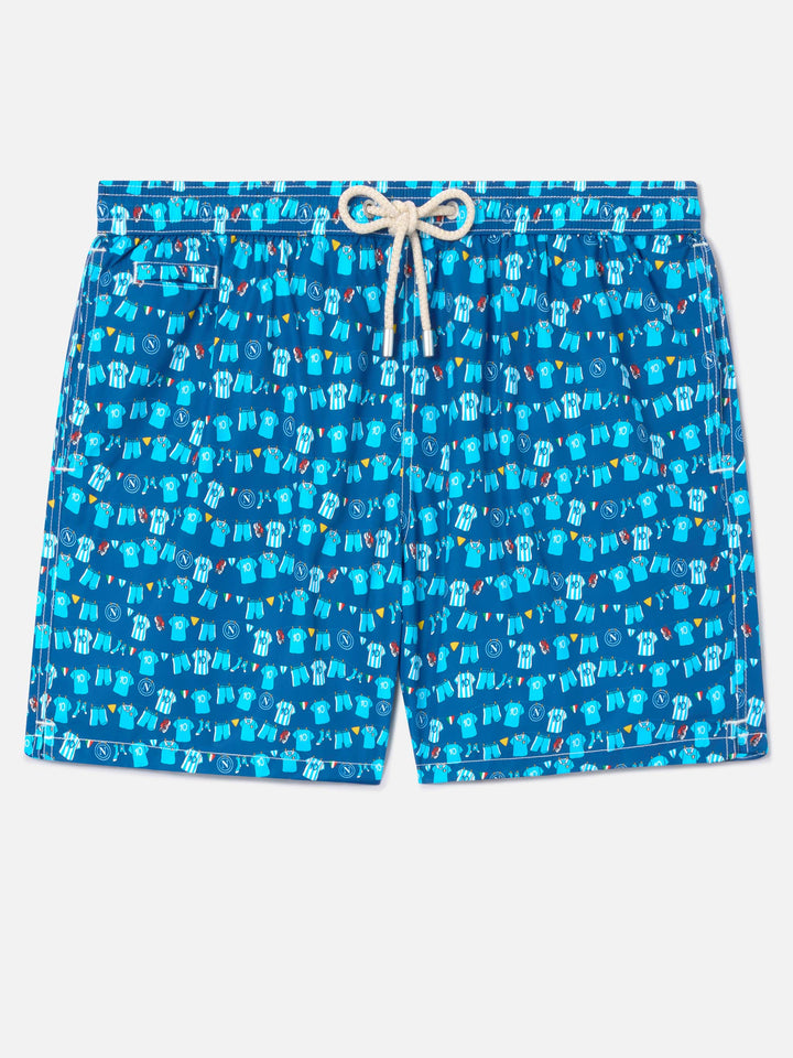 Navy blue Lighting Micro Fantasy swim shorts with SSC Napoli Balconi print | SSC NAPOLI SPECIAL EDITION
