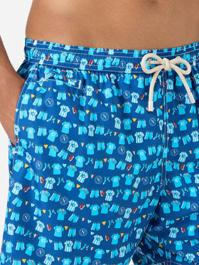Navy blue Lighting Micro Fantasy swim shorts with SSC Napoli Balconi print | SSC NAPOLI SPECIAL EDITION