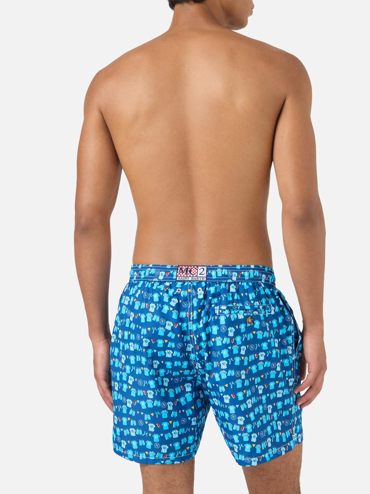 Navy blue Lighting Micro Fantasy swim shorts with SSC Napoli Balconi print | SSC NAPOLI SPECIAL EDITION