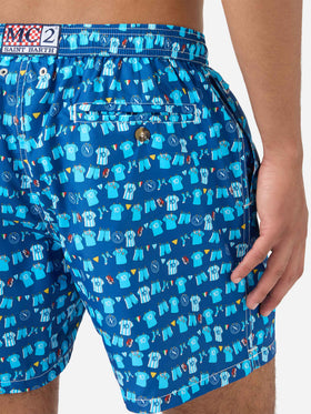 Navy blue Lighting Micro Fantasy swim shorts with SSC Napoli Balconi print | SSC NAPOLI SPECIAL EDITION