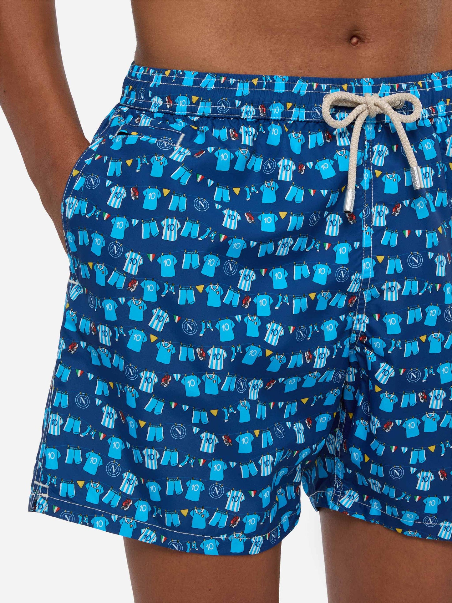 Navy blue Lighting Micro Fantasy swim shorts with SSC Napoli Balconi print | SSC NAPOLI SPECIAL EDITION
