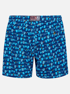 Navy blue Lighting Micro Fantasy swim shorts with SSC Napoli Balconi print | SSC NAPOLI SPECIAL EDITION