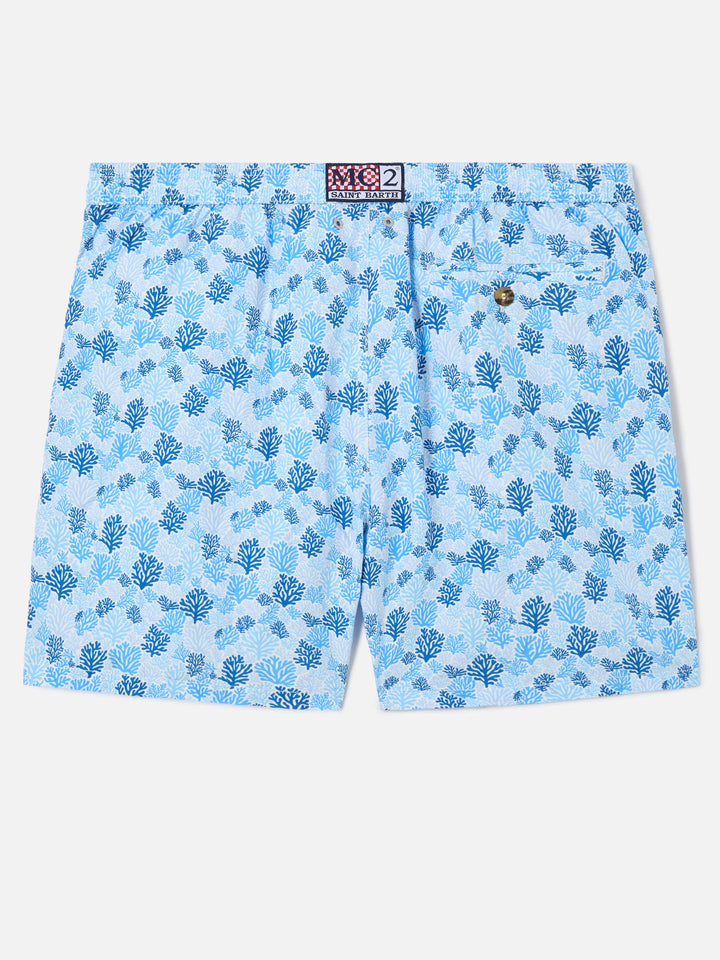Light blue Lighting Micro swim shorts with reef all-over print