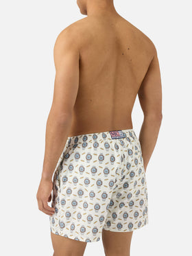 White Lighting Micro swim shorts with watches and baguettes print