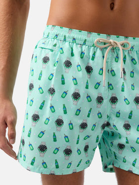 Mintgrüne Lighting Micro-Badeshorts mit Uhrenprint links 