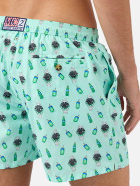 Mintgrüne Lighting Micro-Badeshorts mit Uhrenprint links 