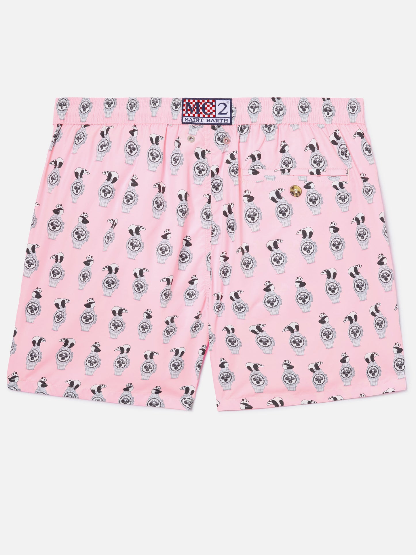 Short de bain Micro Pink Lighting avec imprimé all-over panda et montres 