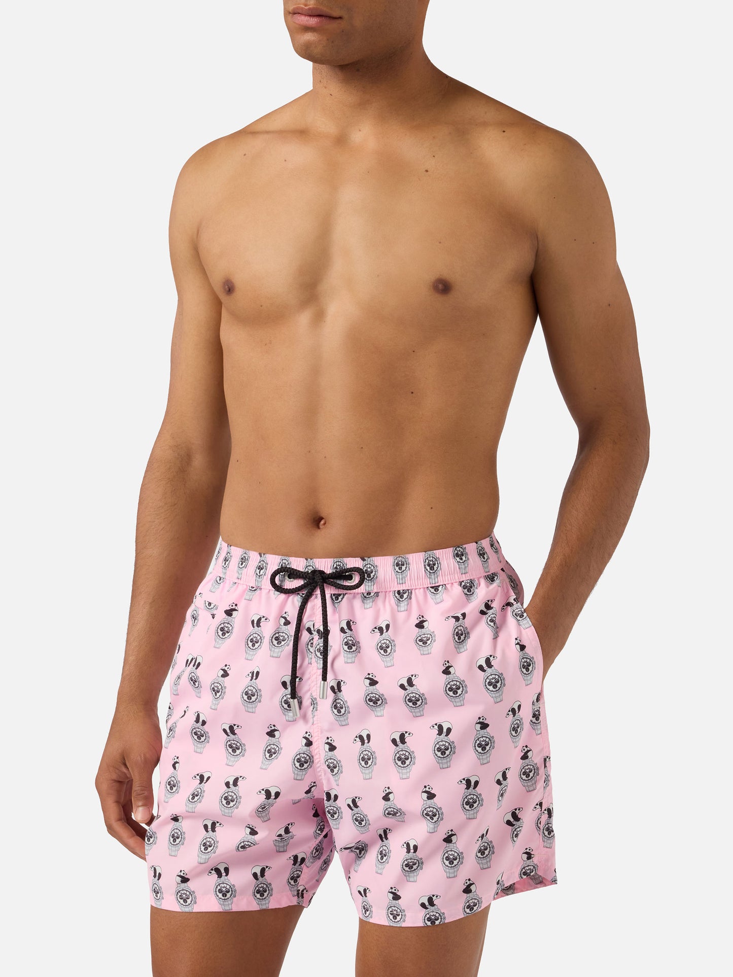 Short de bain Micro Pink Lighting avec imprimé all-over panda et montres 