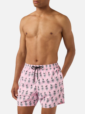 Short de bain Micro Pink Lighting avec imprimé all-over panda et montres 