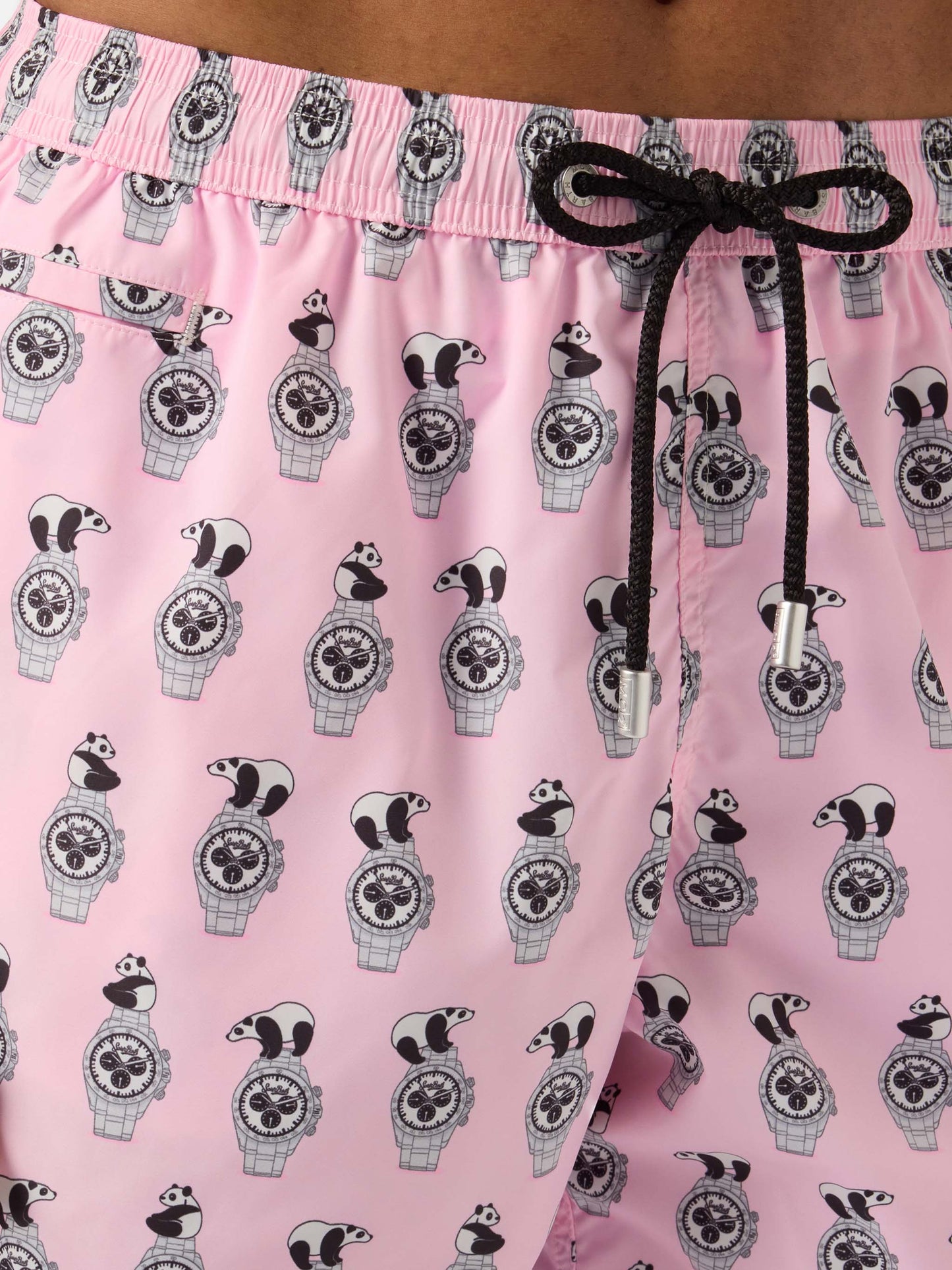 Short de bain Micro Pink Lighting avec imprimé all-over panda et montres 