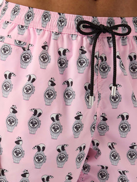 Short de bain Micro Pink Lighting avec imprimé all-over panda et montres 